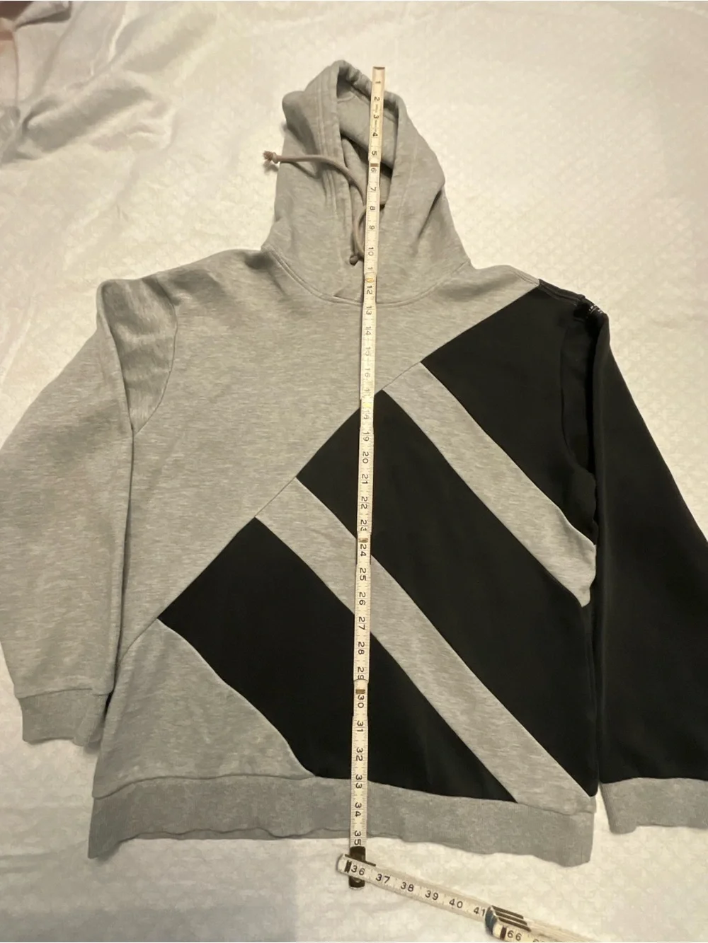 adidas Men's Gray & Black Diagonal Panel Hoodie
